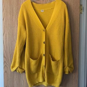 Oversized yellow cardigan